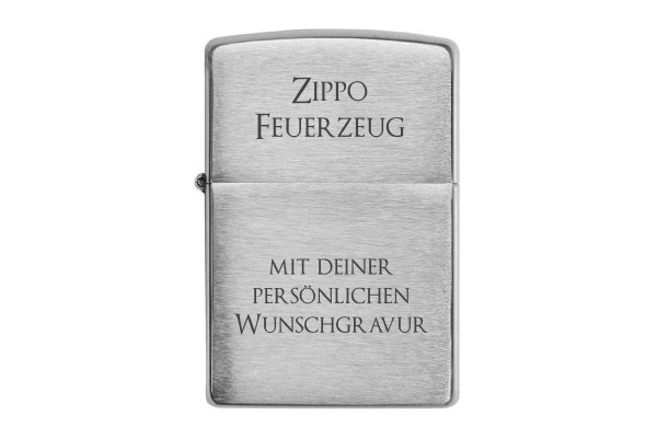 Zippo Feuerzeug mit Gravur chrom gebürstet mit deinem Wunschtext graviert