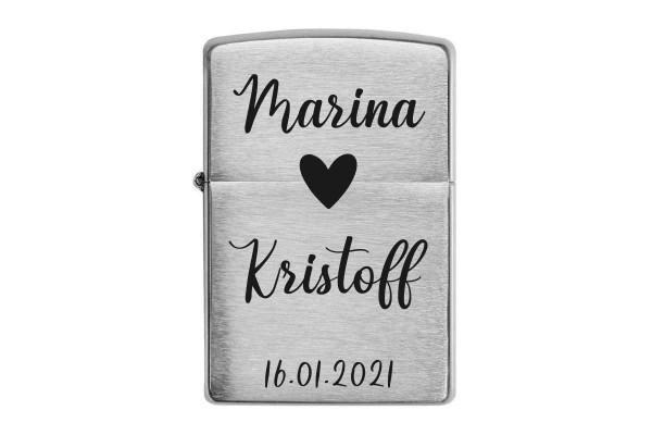 Zippo mit Gravur Liebe A - chrome brushed