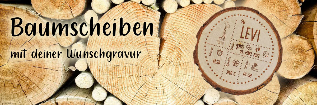 Personalisierte Baumscheiben mit Gravur