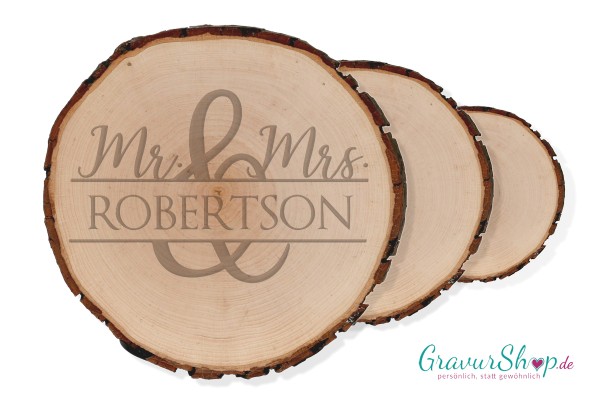 Baumscheibe Mr & Mrs mit Gravur