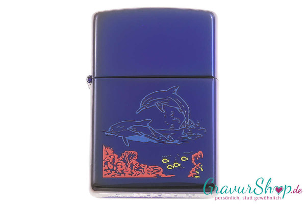 Zippo Dolphins Indigo mit Gravur