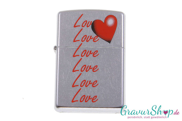 Zippo Street chrome * Love Love Love * mit Gravur