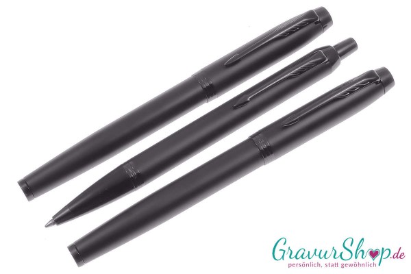 Parker IM Schreibset Kuli + Füller + Tintenroller Chromatique Schwarz mit Gravur