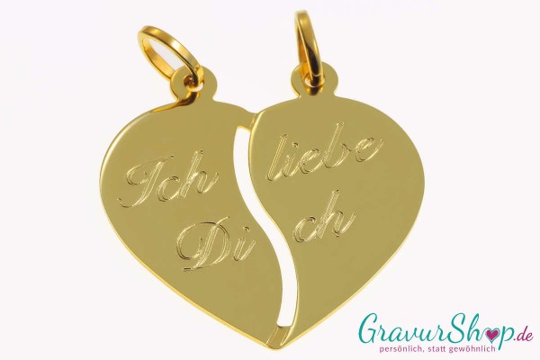 Gold Partneranhänger 14 mit Gravur