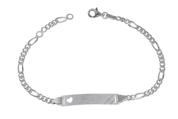 925er Silberarmband 16-18cm mit Herzchen inkl. Gravur