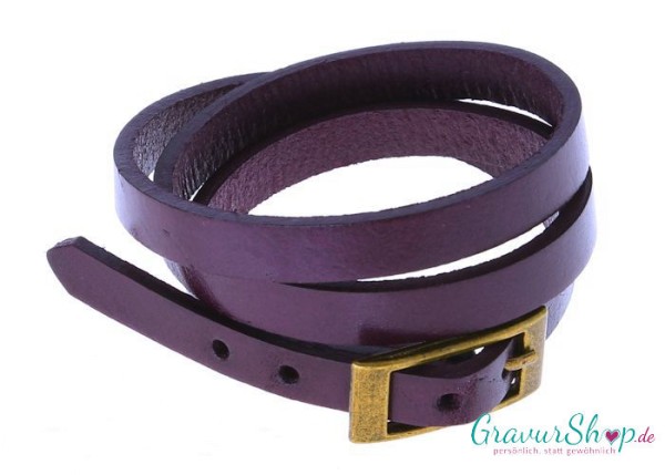 Lederarmband Nr. 19 mit Gravur Lila