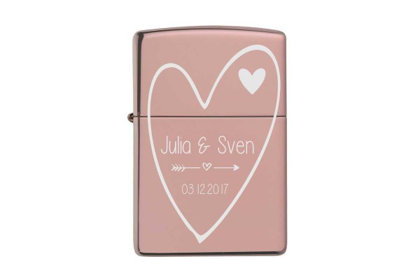 Zippo mit Gravur Liebe C - High Polish Rose Gold