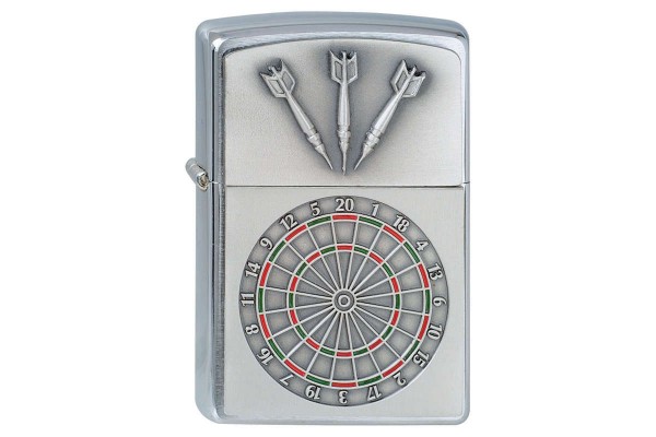 Zippo Chrom gebürstetes Dartbord Emblem mit Gravur