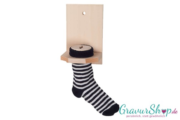 Spardose Sparstrumpf Schwarz mit Lasergravur Holz