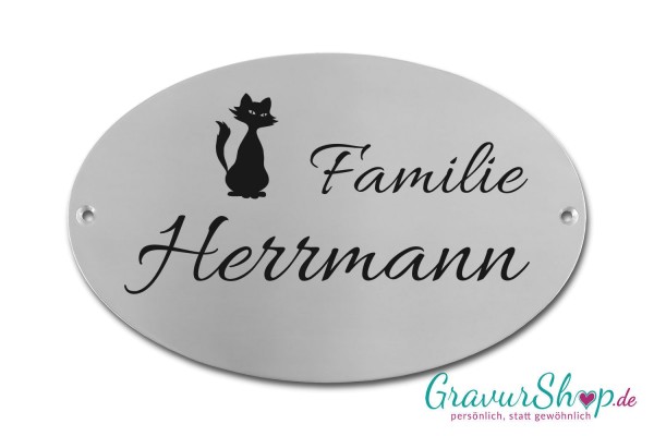 Schild mit Hund oder Katze und Namen und Gravur