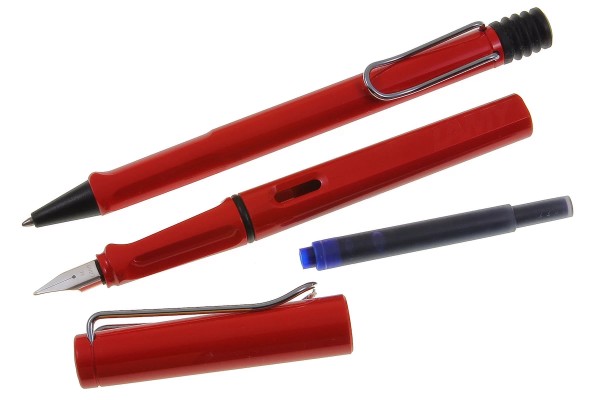 LAMY Safari Schreibset Kuli-Füllhalter red mit Wunschgravur