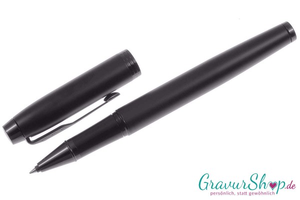 Parker IM Tintenroller chromatique schwarz mit Gravur geöffnet