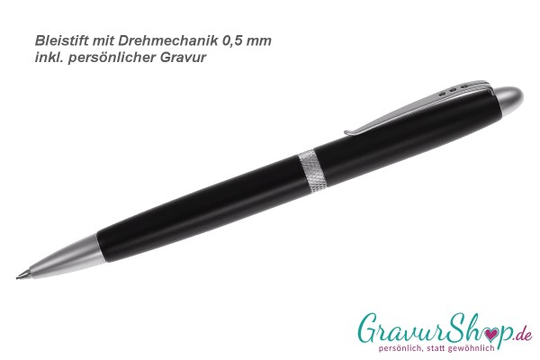 Drehbleistift schwarz mit Gravur