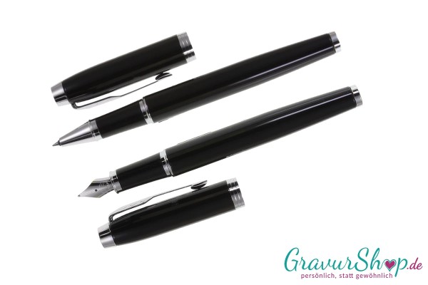 Parker IM Füller-Tintenroller black lacquer C.C. mit Gravur