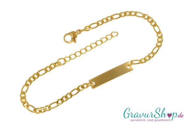 Figaro Edelstahlarmband vergoldet 18+3 cm mit Gravur