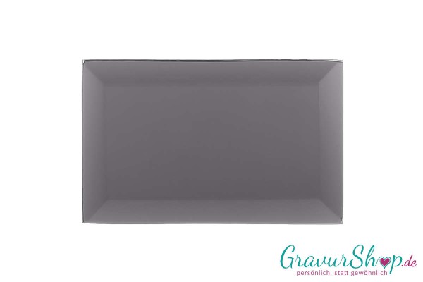Glasschild in Rauchgrau mit Gravur