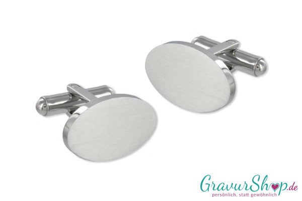 Edelstahl Manschettenknöpfe oval mit Gravur