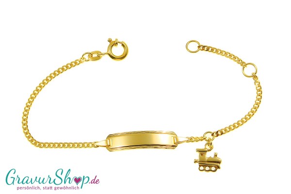 585er Gold Kinderarmband 12-14 cm mit Gravur