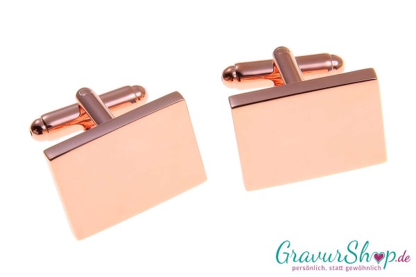 Rechteckige Manschettenknöpfe rosegold mit Gravur