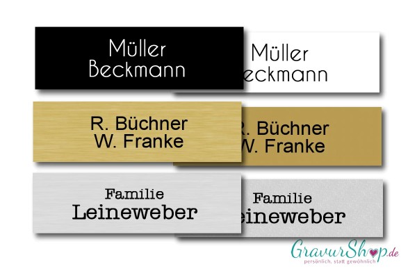 Klingelschild mit Gravur für 2 Namen 2-zeilig