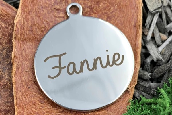 Hundemarke mit Gravur Rund Silber Muster Fannie