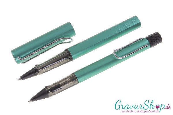 LAMY Al star Schreibset Kuli Tintenroller Bluegreen mit Gravur