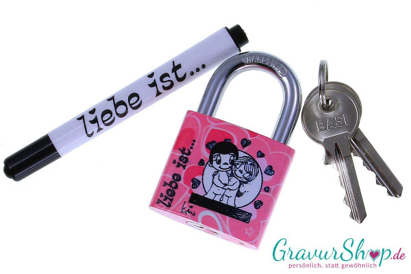 Liebesschloss Liebe ist..... rosa zum selbst gestalten