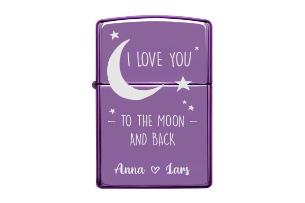 Zippo mit Gravur Liebe H - Abyss high polish purple