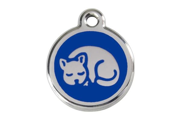 Katzenmarke mit Gravur Red Dingo Katze blau