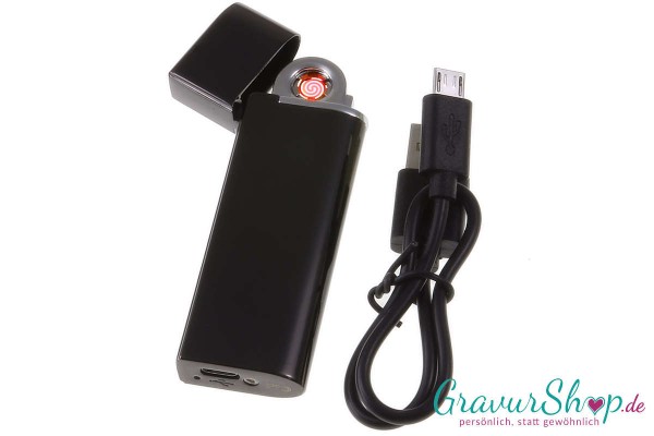 USB Glühspirale Feuerzeug 11 schwarz mit Gravur