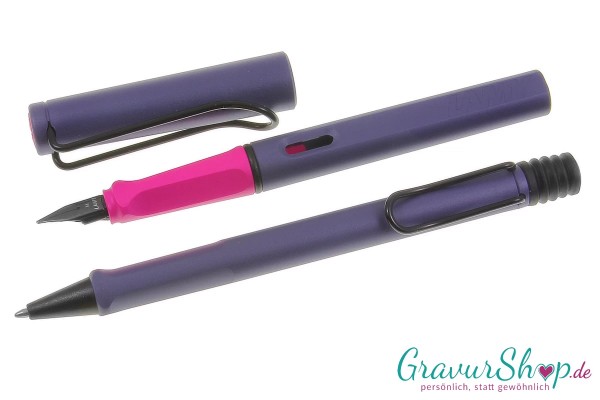 LAMY Safari Schreibset Kuli-Füller pink cliff mit Gravur