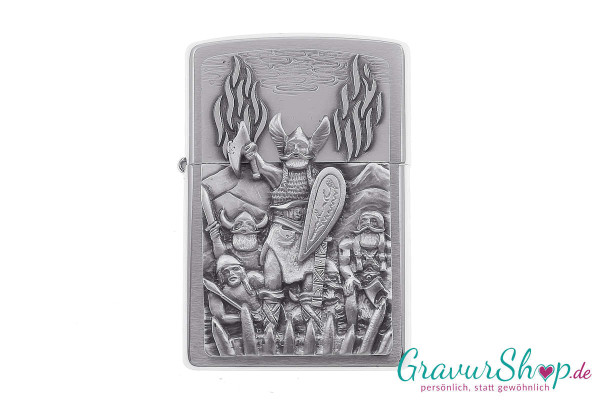 Zippo Vikinger Krieger Emblem mit Gravur