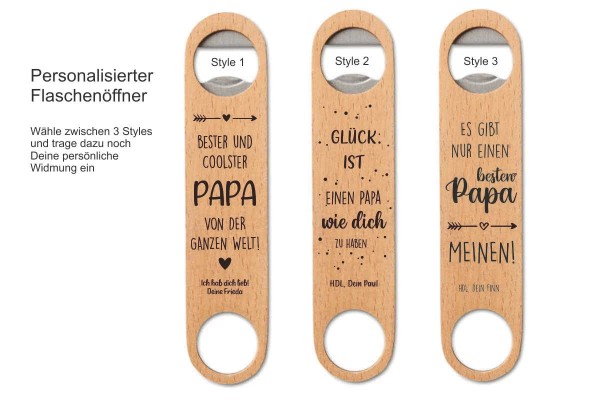 Personalisierter Flaschenöffner mit Gravur zum Vatertag für den besten Papa der Welt