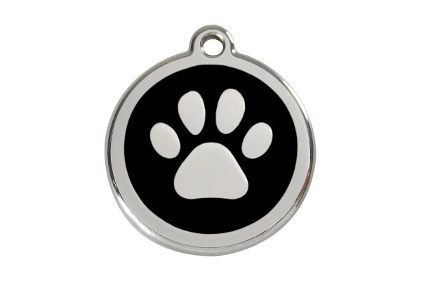 Katzenmarke mit Gravur Red Dingo Pfote schwarz