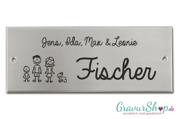 Familienschild 01 Edelstahl mit Lasergravur