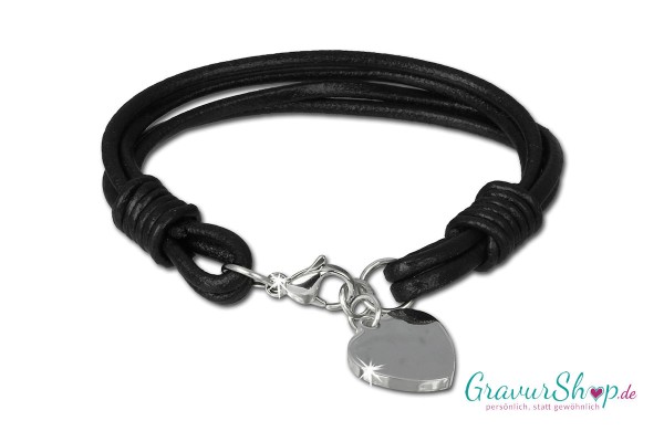 Lederarmband 33 A mit Gravur schwarz