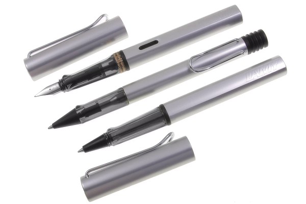 LAMY AL star 3er Set Füller-Kuli-Tintenroller whitesilver mit Wunschgravur