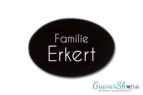 Glasschild schwarz C mit Gravur