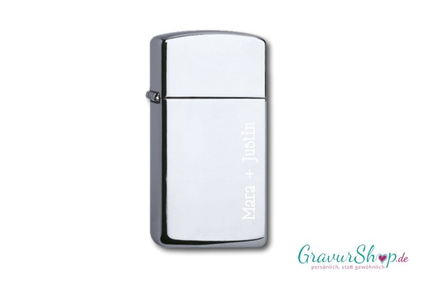 Zippo Slim chrom poliert mit Gravur