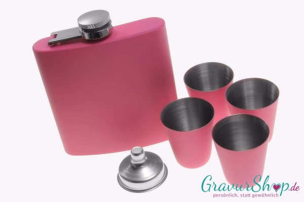 Flachmann 42 pink mit Gravur