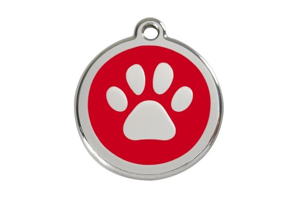 Katzenmarke mit Gravur Red Dingo Pfote rot