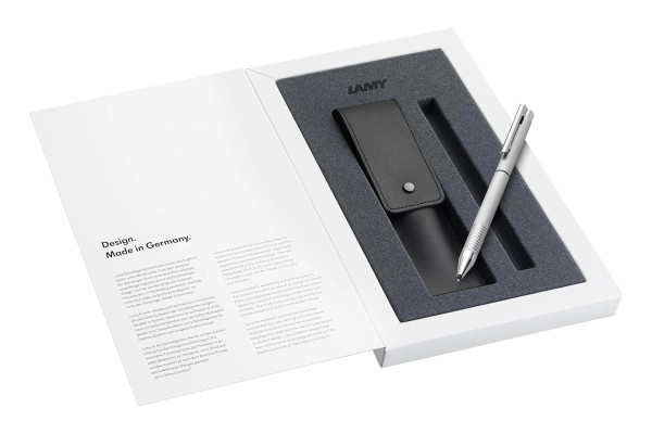 Lamy Logo Twin Pen im Set mit Echtlederetui und Geschenkverpackung mit Gravur