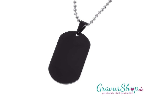 Edelstahl DogTag schwarz eloxiert mit Gravur