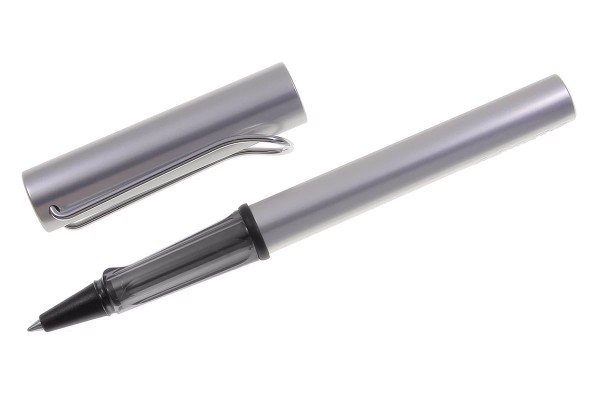 LAMY AL-star Tintenroller Whitesilver mit Gravur geöffnet