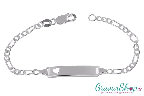 925er Armband 14-16cm mit Herzchen personalisierbar