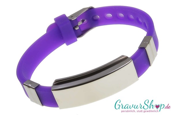 Notfallarmband 07 lila mit Gravur