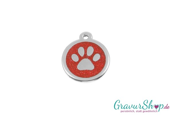 Red Dingo Katzenmarke Pfote Glitter mit Gravur