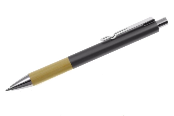  Metall Kugelschreiber anthrazit mit Holzgriff mit Gravur